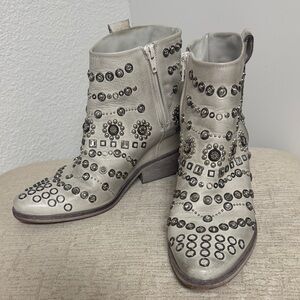 STRATEGIA Leather Studded Ankle Boots